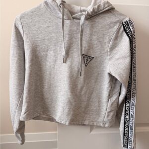 GUESS Light Gray Hoodie with Logo Sleeve